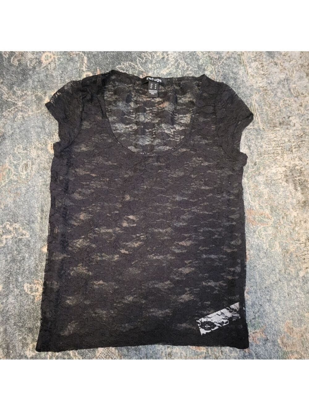 Refuge Black Lace Blouse Size M